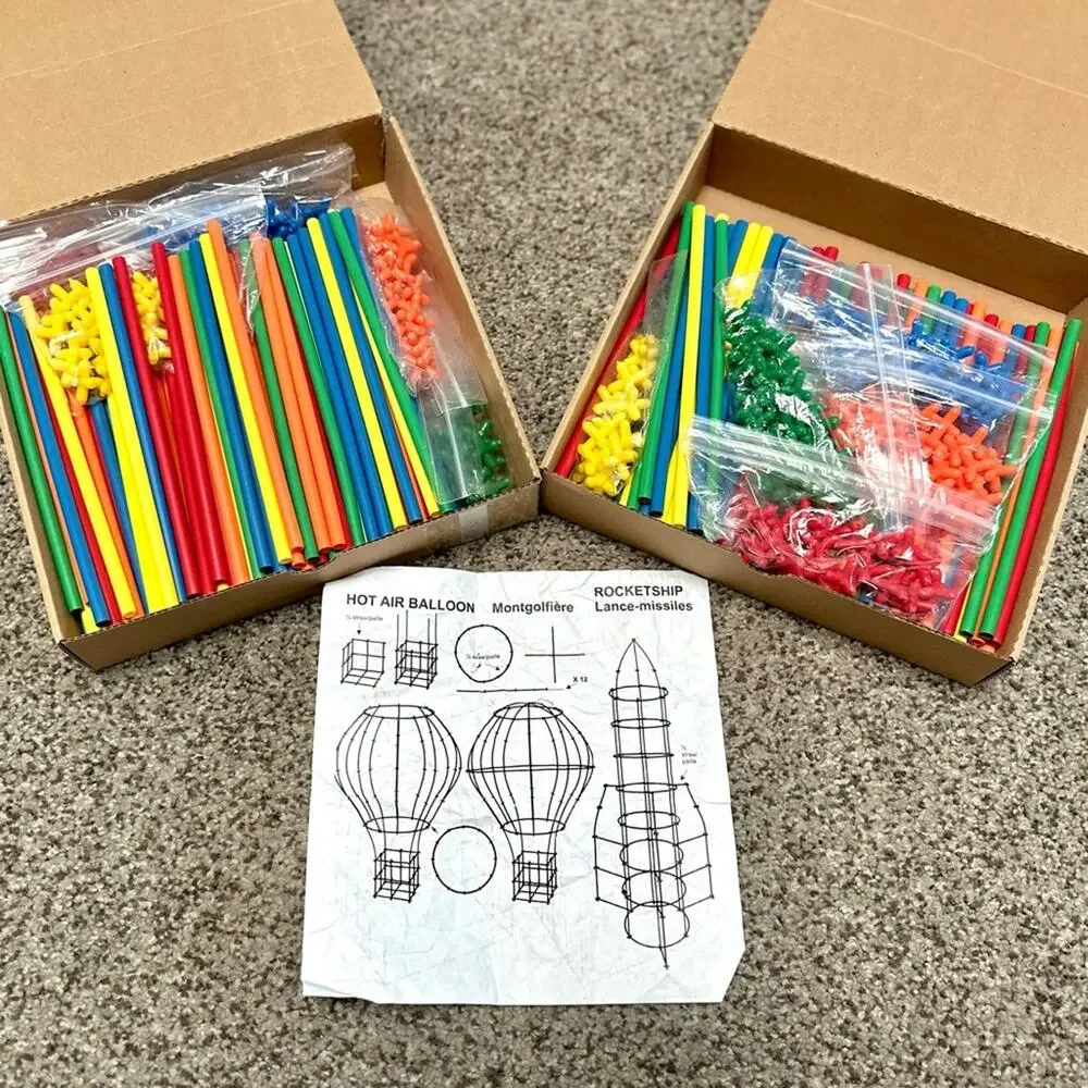 Roylco Straws & Connectors Building Set, 2 Sets, STEM Toy